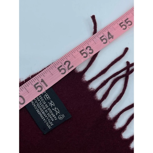 Cashmere & Lambswool Burgundy Scarf Made in Scotland Fringe Trim 52" long maroon - Picture 6 of 6